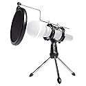 Rockville Broadcasting Bundle: RMC-XLR High-End Metal Microphone, Dual Cables, RTMS21 Desktop Tripod Stand, Pop Filter, Shock Mount, 2-Items