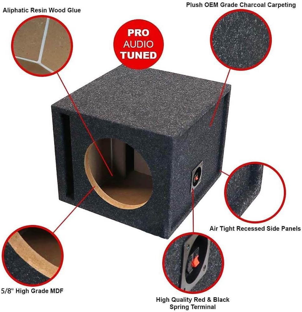 King Boxes Carpeted Universal Subwoofer Box, 12" Single Ported, S12V - Open Box
