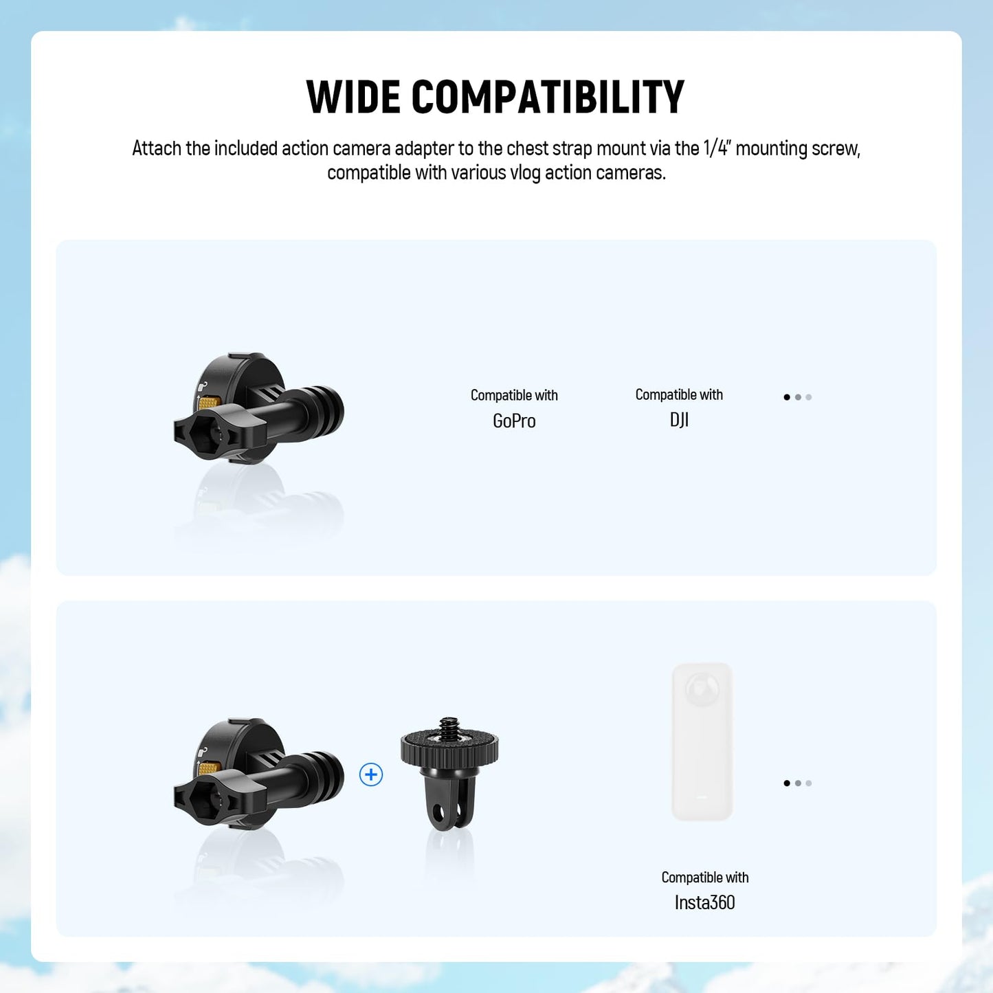 NEEWER Chest Mount Harness for Action Camera,Adjustable Hand Free Chest Strap Compatible with GoPro Hero DJI Osmo Insta360,Magnetic Release Action