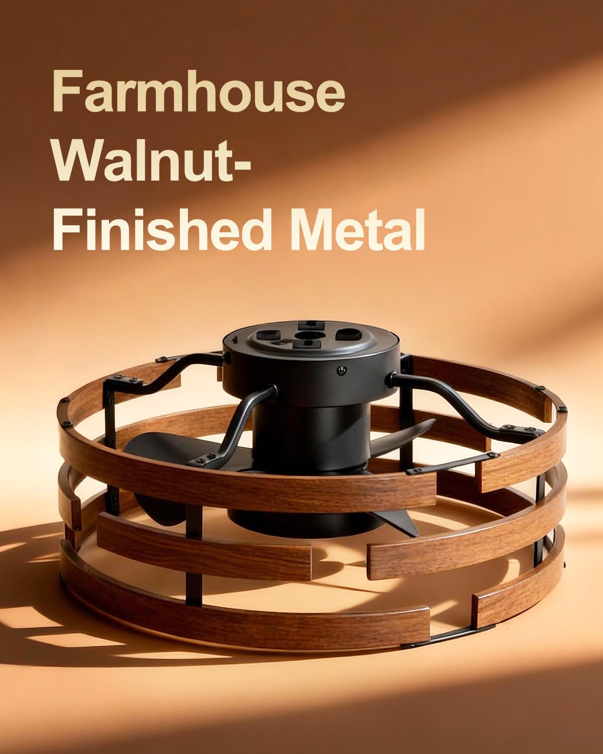 Roomratv 20'' Caged Ceiling Fan with Light, Flush Mount Fandelier, Remote