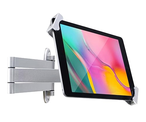 WeSTRUGGLE Tablet Wall Mount Holder with fold,Extend Adjustable Arm Swivel &Anti Theft Security Lock &Key, Multi Angle,Bracket for Most 7 to10.8