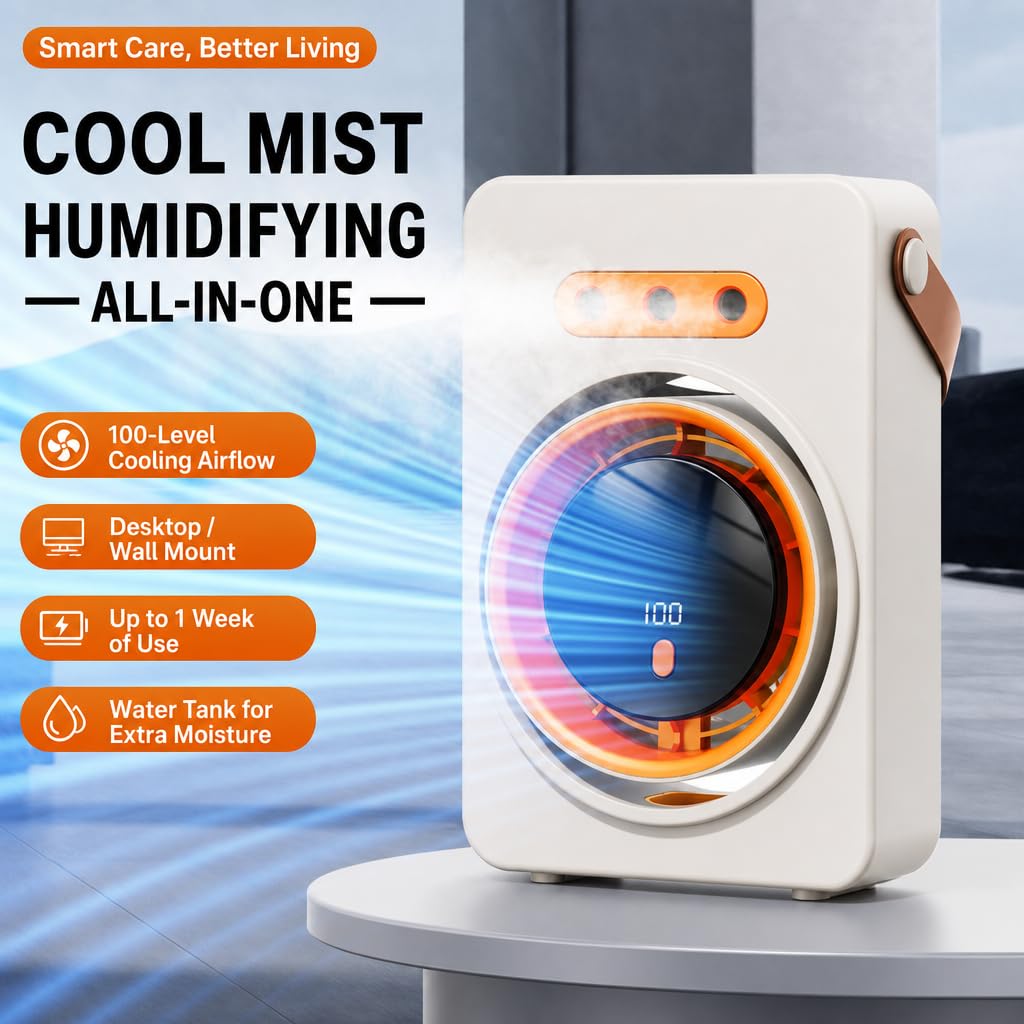 2 Pack 3-Hole 2 in 1 Desktop Cooling Humidification Circulating Fan