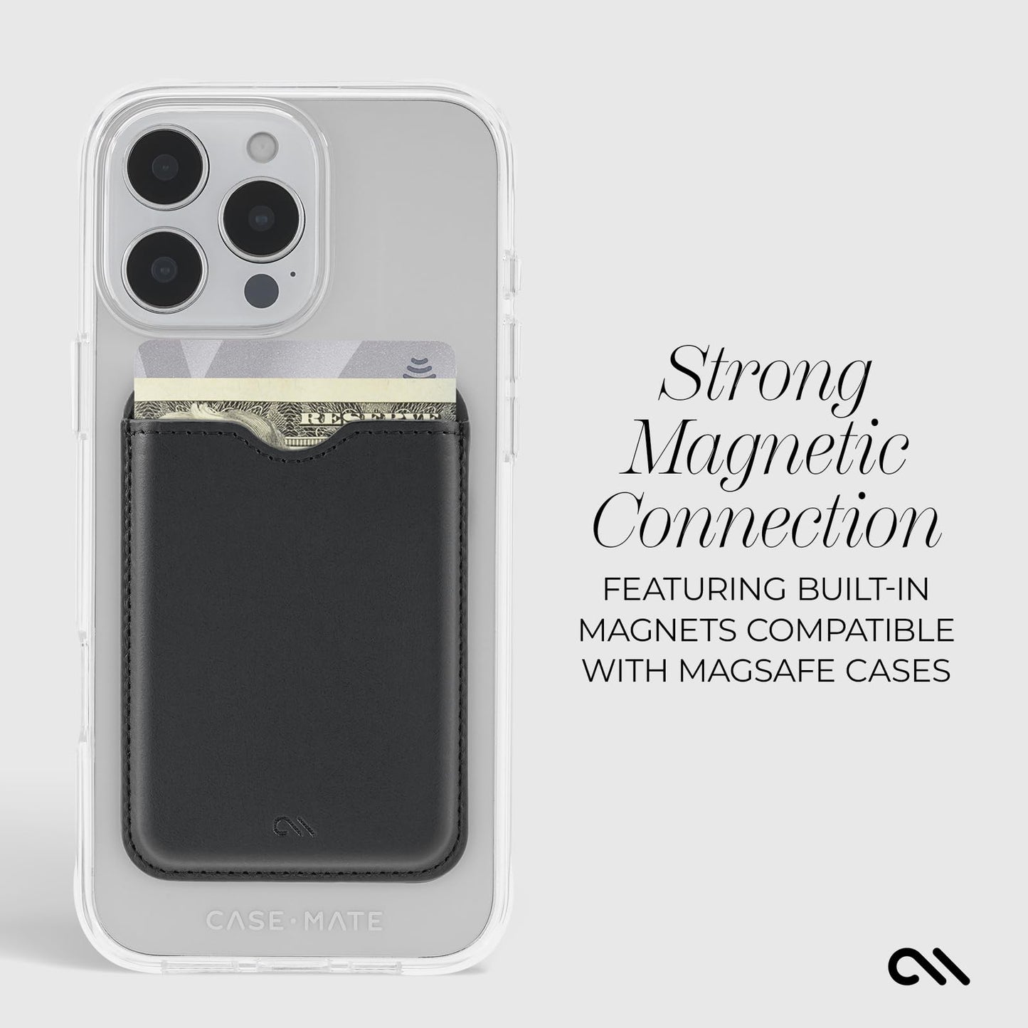 Case-Mate - Magnetic Wallet/Card Holder - Designed for MagSafe Compatible iPhones and Cases - Made with Vegan Leather, Holds up to 3 Cards & Cash
