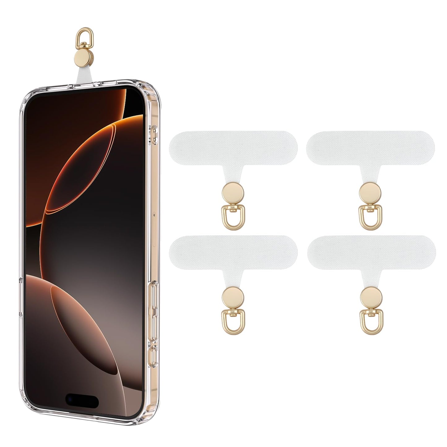 TiMOVO Phone Tether Tab Rotatable 360°, 4 Pack Cell Phone Lanyard Patch for Phone Strap, Anti-Theft Phone Tether Tab for iPhone 16, 15 & Most