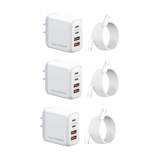 40W USB C Wall Charger, 4-Port,40w PD Power Adapter + QC Wall Plug Multiport Type C Charging Block Cube, A+C Charging Blocks USB-c Fast