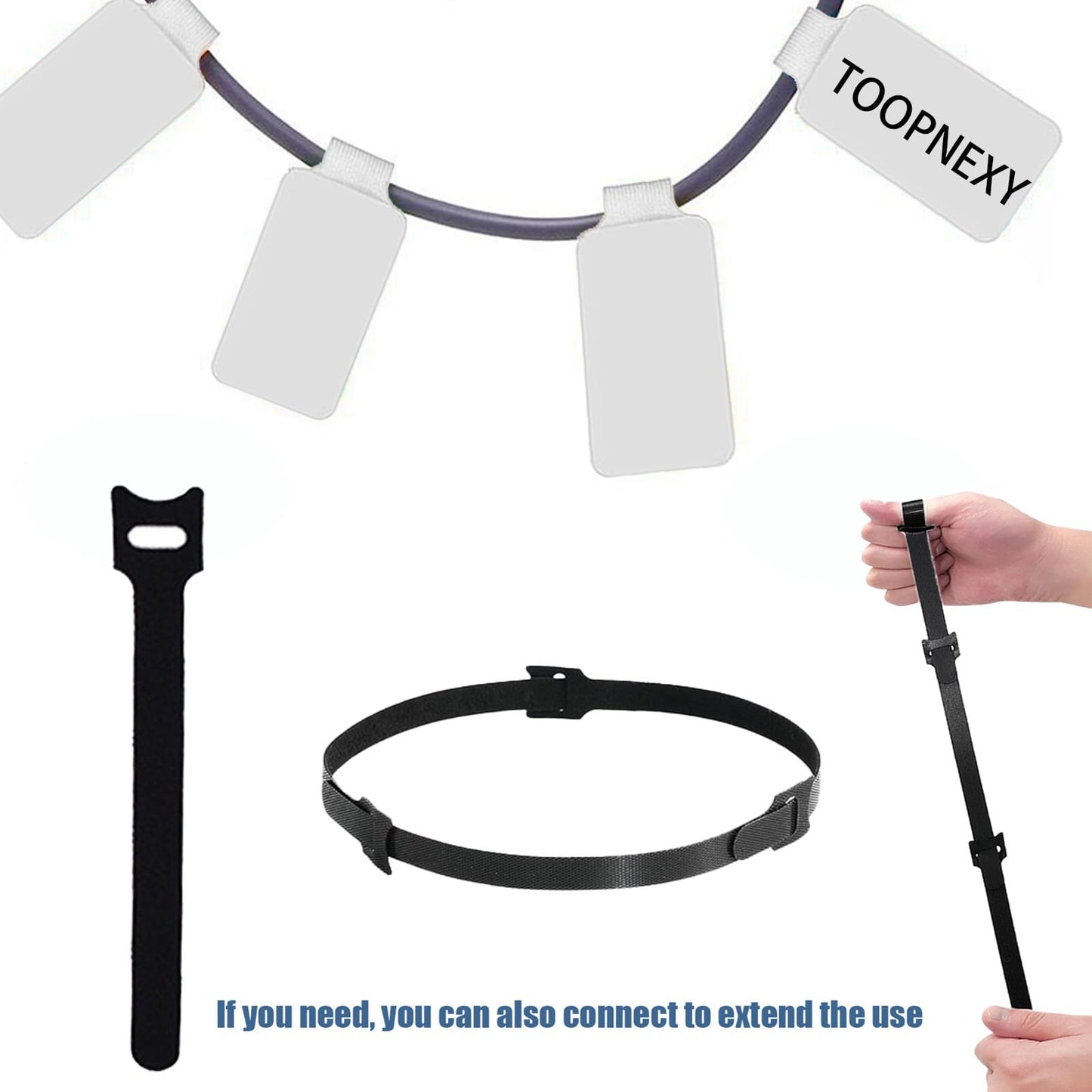 60 Pieces Cable Labels & Reusable Hook and Loop Fastening Ties Set - 30 Pieces Cord or Wire Labels & 30 Pieces Labels for Electronic Cords, Home