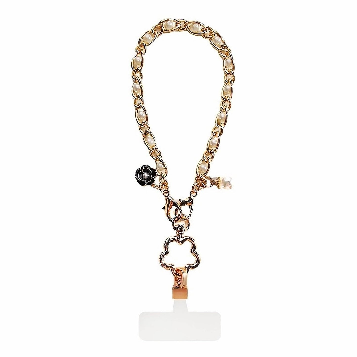 Fancy Pearl Cell Phone Wrist Strap for Women - Elegant Gold Chain Lanyard for iPhone 17 Pro Max & Most Smartphones, Detachable Cellphone Wristlet