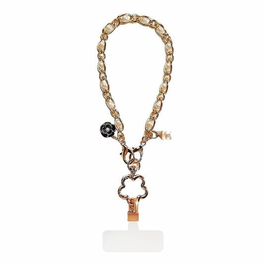 Fancy Pearl Cell Phone Wrist Strap for Women - Elegant Gold Chain Lanyard for iPhone 17 Pro Max & Most Smartphones, Detachable Cellphone Wristlet