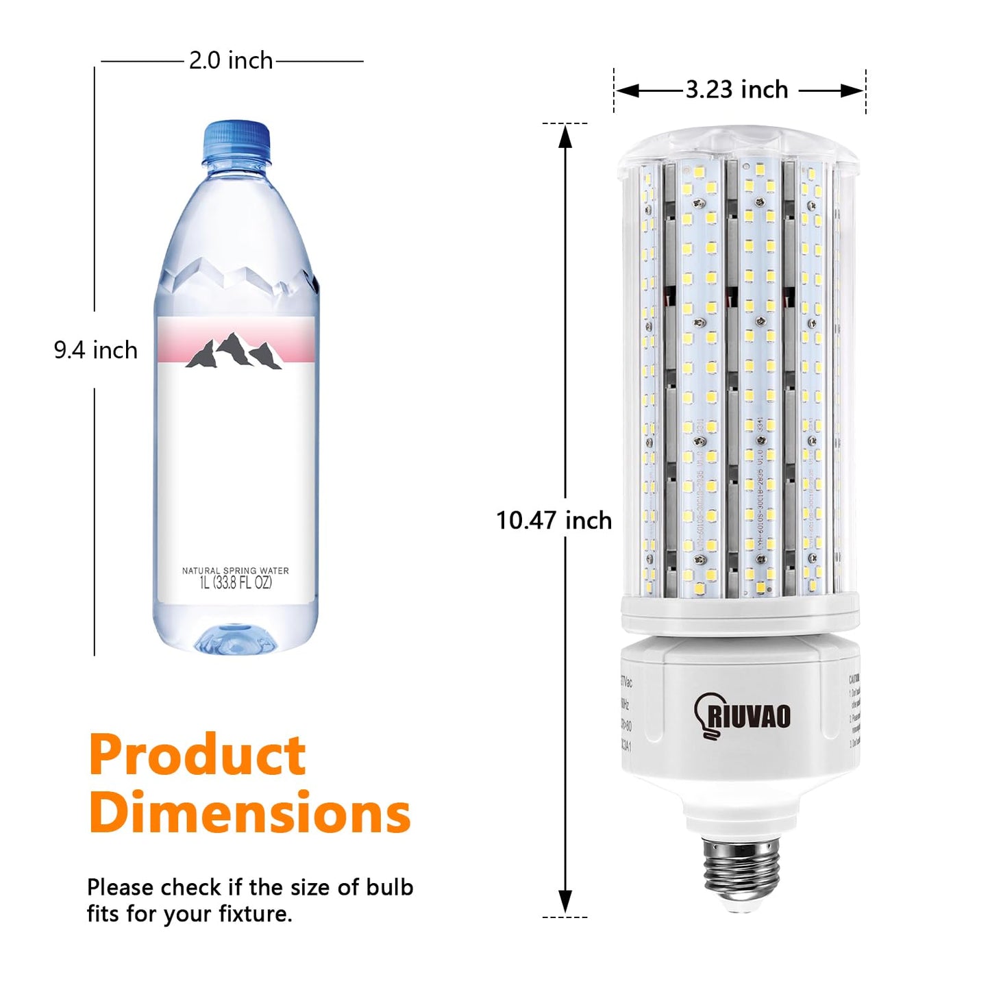 RIUVAO 2 Pack 100W LED Corn Bulb, E26 /E39 Base Led Corn Light Bulb, Super Bright 15000lm 5000k Led Bulb, 1000W Equivalent CFL Metal Halogen HID