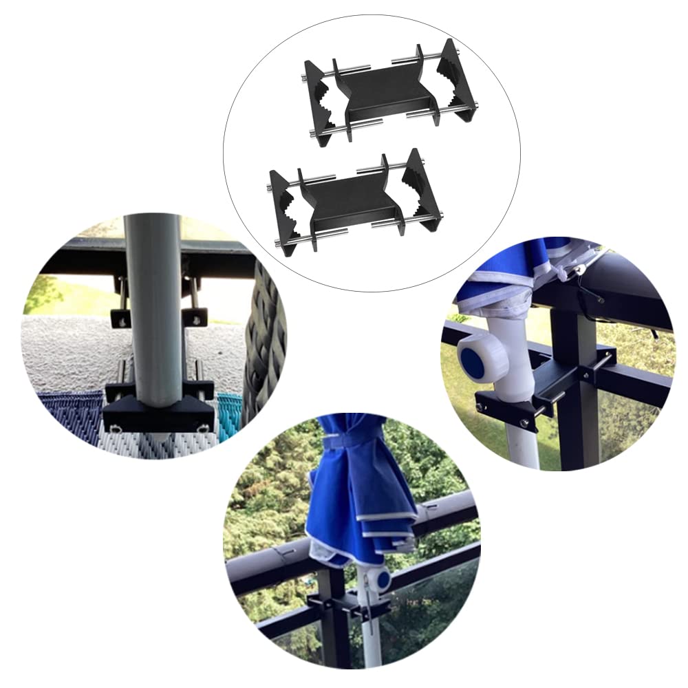 KSWLOR Double Antenna Mast Clamp V Jaw Block Heavy Duty Antenna Mast to Mast Clamp Kits,Deck Patio Umbrella Clamp Pole to Pole Mount Bracket