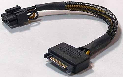 15-Pin SATA Male to 8-Pin (6+2 Pin) PCI-Express Female Video Card Power Adapter Cable