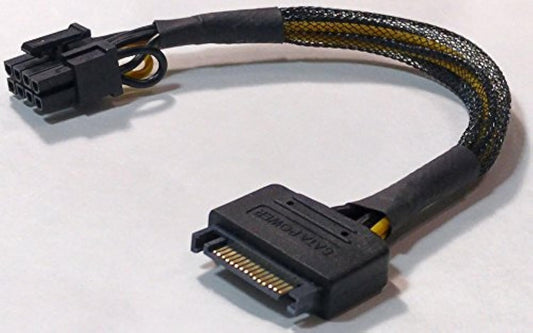 15-Pin SATA Male to 8-Pin (6+2 Pin) PCI-Express Female Video Card Power Adapter Cable