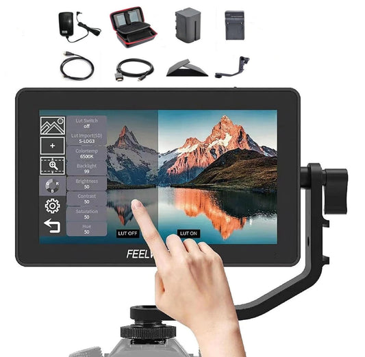 FEELWORLD F6 Plus V2 DSLR Camera Field Monitor Touch Screen 6 Inch 4K HDMI 3D IPS FHD1920x1080 Support Type-C Input,Video Monitor Focus Assist