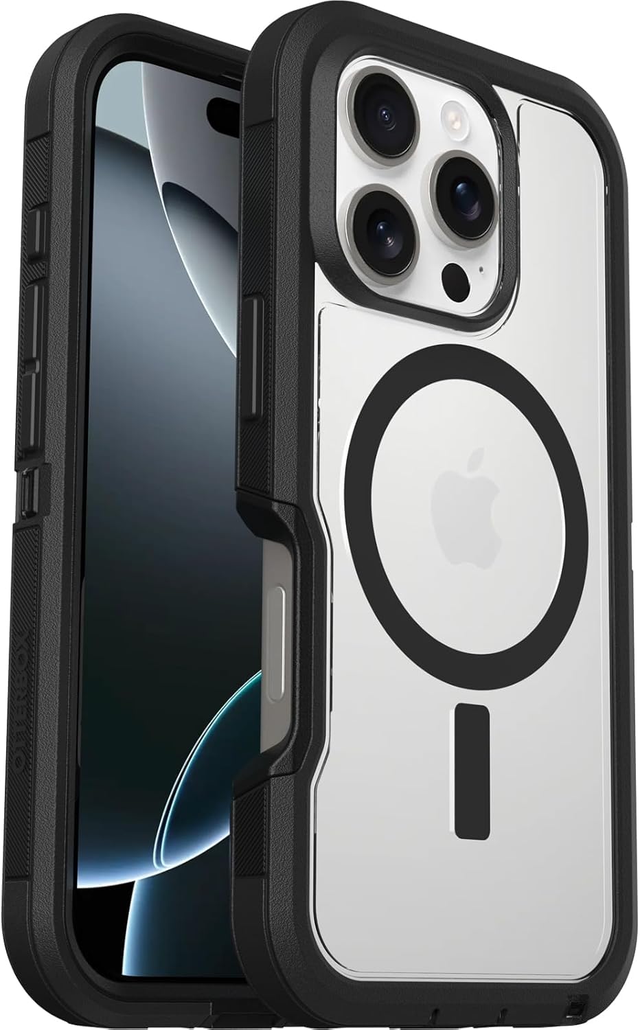 OtterBox iPhone 16 Pro Phone Case Defender Series XT (Clear & Black) Military-Grade Drop Protection, MagSafe, Shockproof Protective Phone Cover, Slim