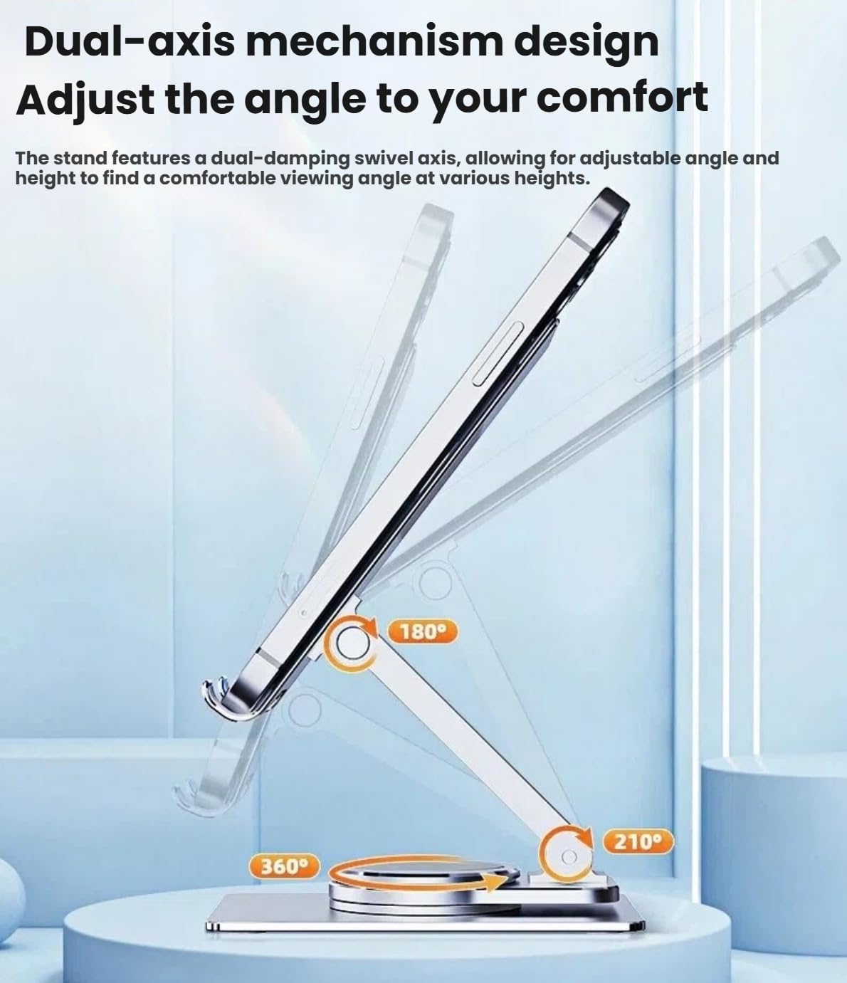 Chapter Seven Aluminum Cell Phone & Tablet Stand for Desk,360° Rotating Foldable Mobile Stand,Home Office Desk Accessories Gifts for iPhone 17 16 15