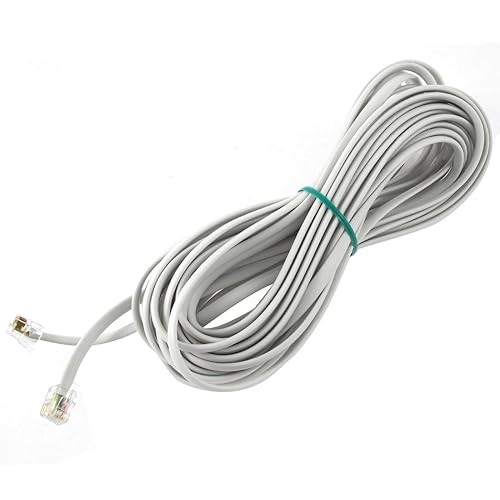 uxcell 6P6C RJ11 Telephone Extension Fax Modem Cable Line 33Ft Length White