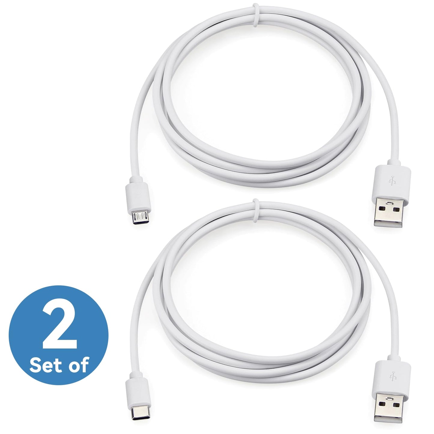 Micro-USB and USB-C 5ft Charging Cable Set - Compatible with All Kindle E-Readers (Old & New Paperwhite, Oasis, Scribe), Fire Tablets, and Samsung