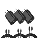 3-Pack Fast Type C Charger, Type C Charger Fast Charging Block with USB C Cable Compatible with S24U/S23/S22/S21/S20/i Phone 17/16/15