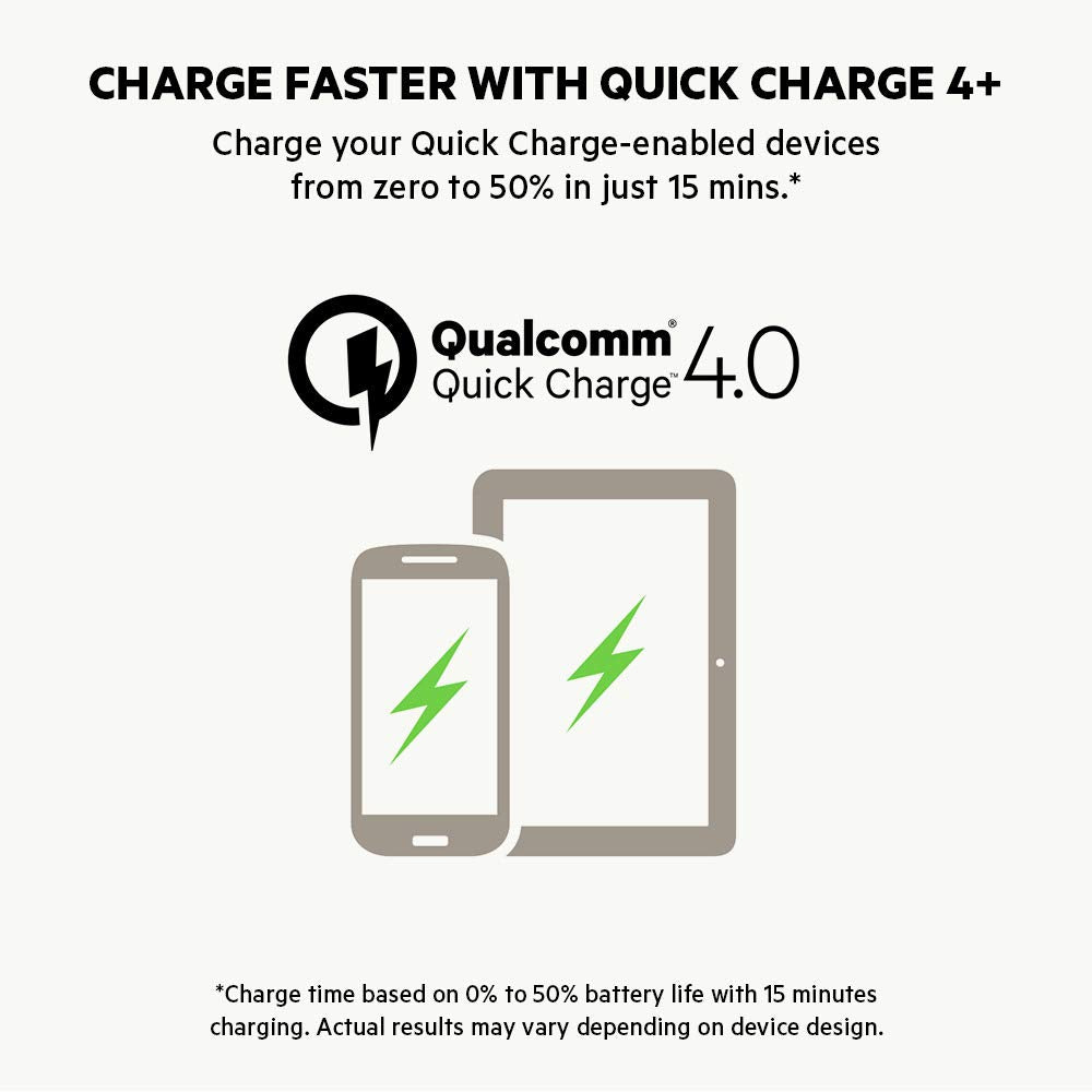 Belkin Boost Charge 27W Quick Charge 4+ Car Charger with 4ft/1.2m USB-C to USB-C Cable (Quick Charge 4+ Charger) (F7U076bt04-BLK)