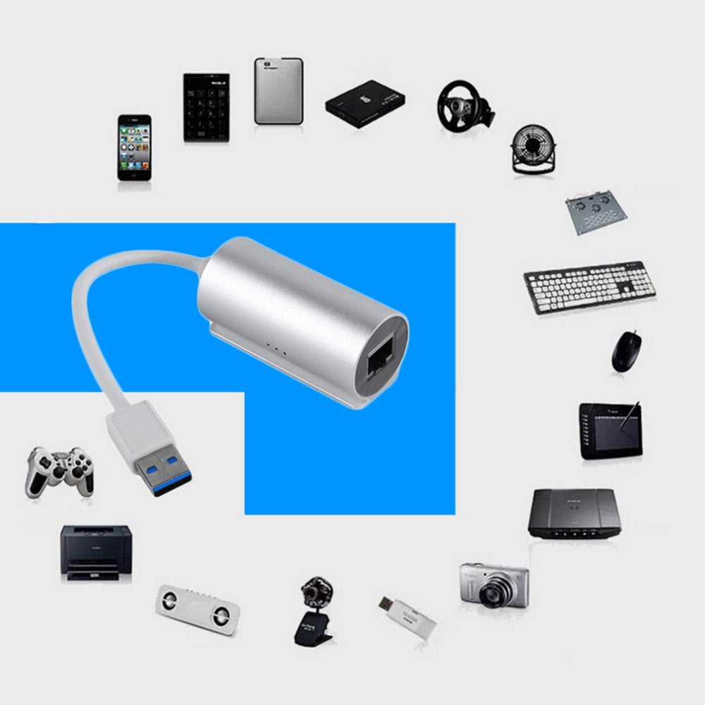 USB 3.0 to RJ45 Aluminum Gigabit Ethernet LAN Adapter 1000Mbps for PC Laptop