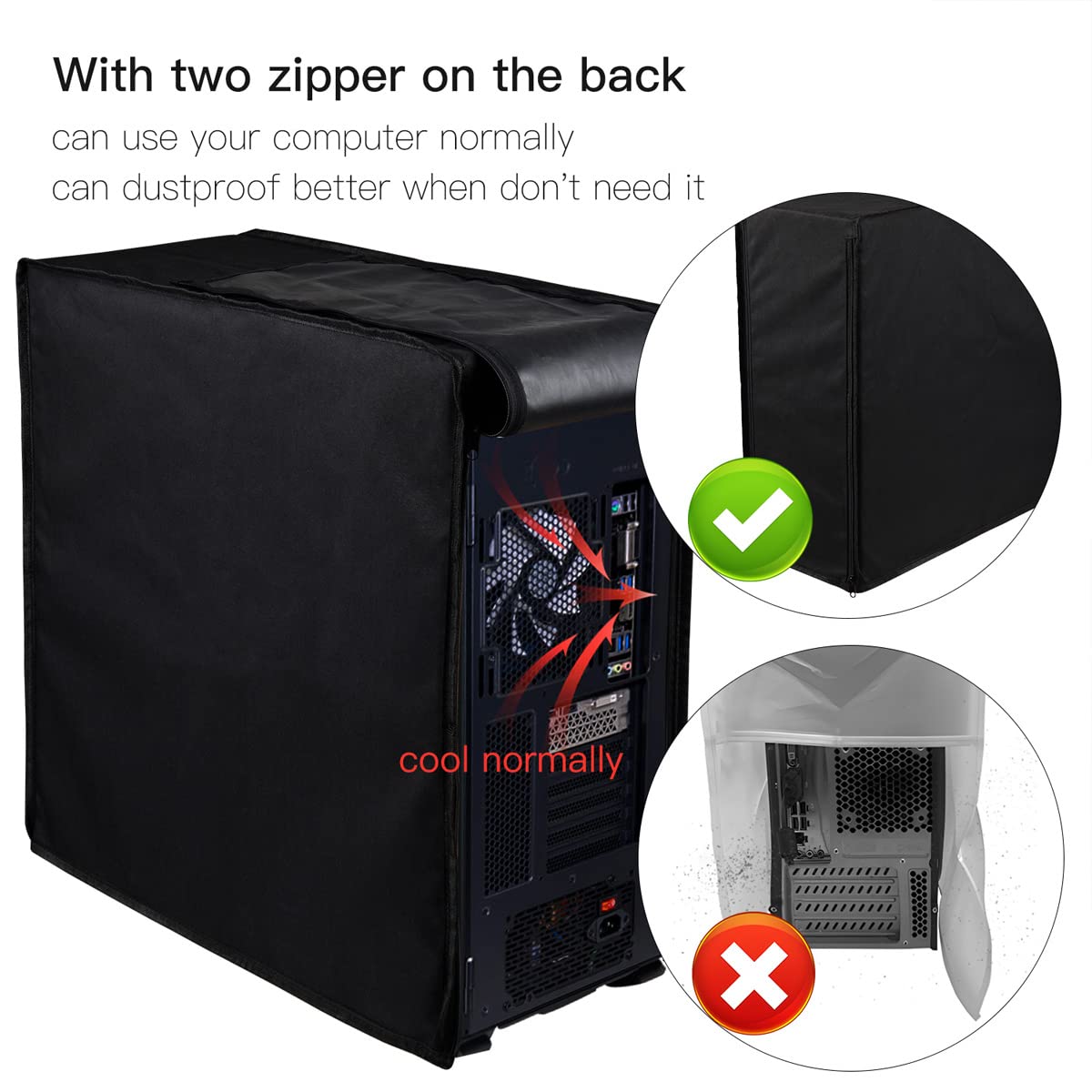 Computer CPU Dust Covers PC Dust Protection,Waterproof Scratch Resistant Host Computer Case for Most Computer(8.5W x 18.5H x 19.7D inch)