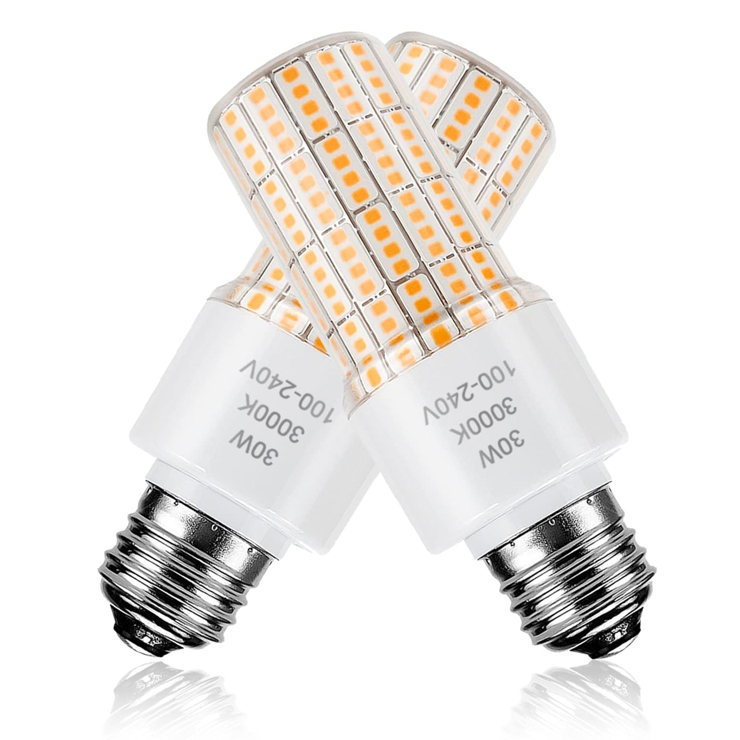 Led Light Bulb Equivalent 250w 2pcs Super Bright Led Bulbs, 3750 Lumen 3000k Warm Daylight White 30w Waterproof Led Corn Light Bulb E26/E27 Medium
