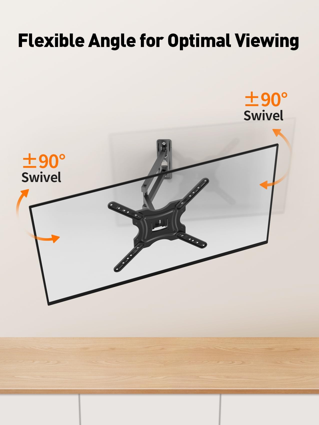 Full Motion TV Wall Mount, Universal Fit for 26-55 Inch TVs, Up to 77 lbs, Tilt Extension with Articulating Arms, TV Bracket Wall Mount, Bracket