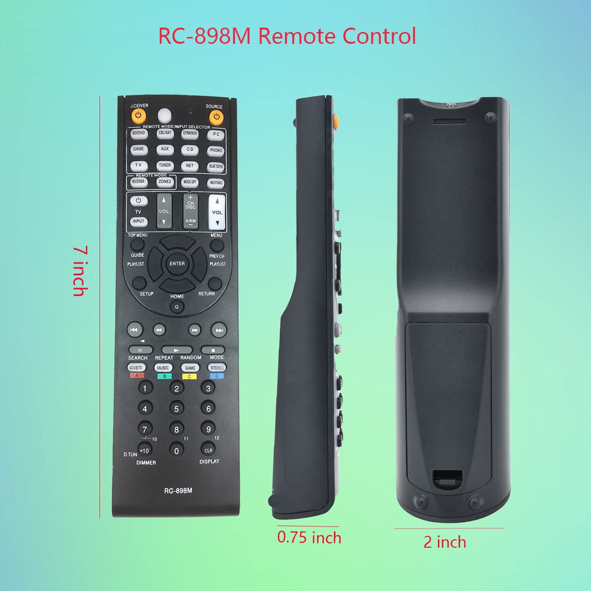 GHUST RC-898M Remote Control Replacement for Onkyo AV Receiver Home Theater System TXNR646 TX-NR646 TXNR747 TX-NR747 TXNR545 TX-NR545