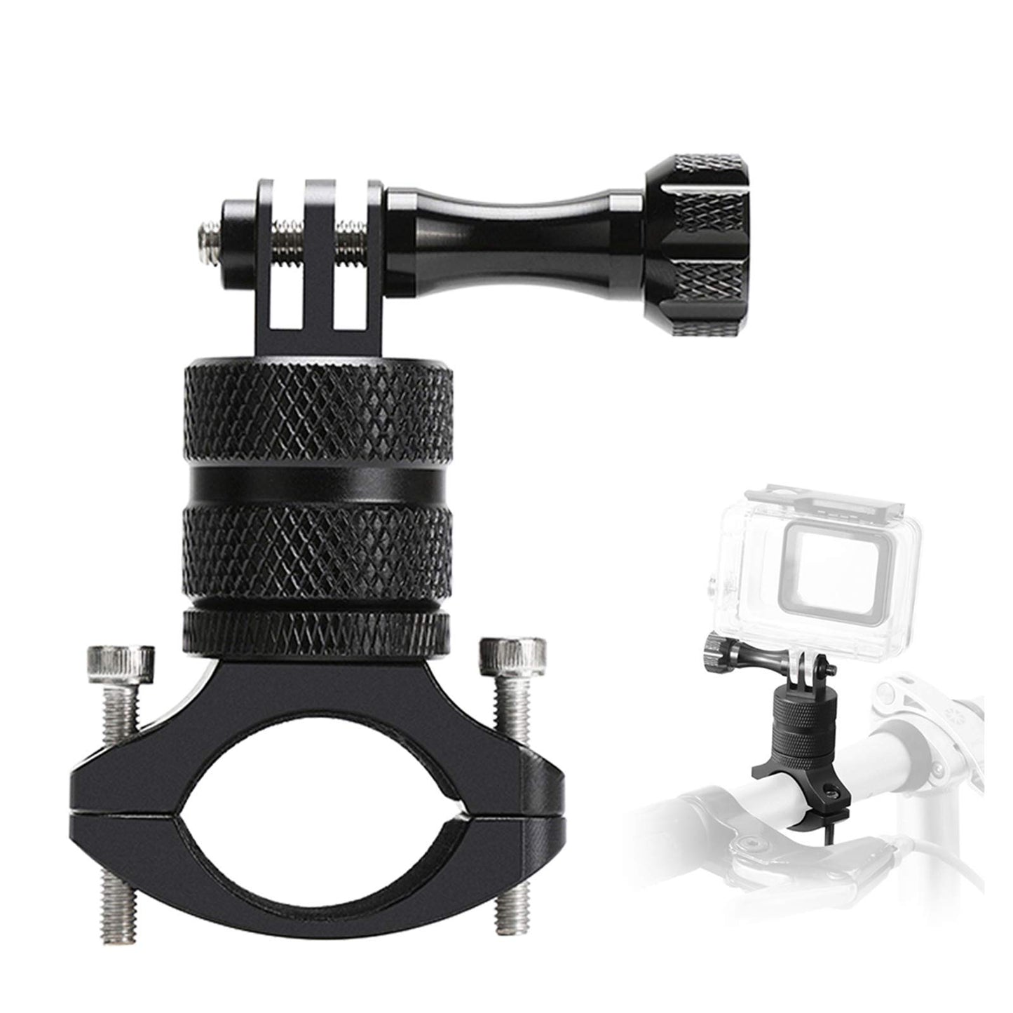 ParaPace Mountain Bike Mount for GoPro Hero 13/12/11/10/9/8/7/6/5/4/3+, 360 Degree Rotation Aluminium Bike Handlebar Holder Bicycle Rack Adjuster