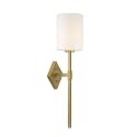 Savoy House 9-0902-1-322 Destin Vintage Mid-Century Modern White Opal Glass Wall Sconce, 1-Light 60 Watt, 25" H x 6" W, Warm Brass