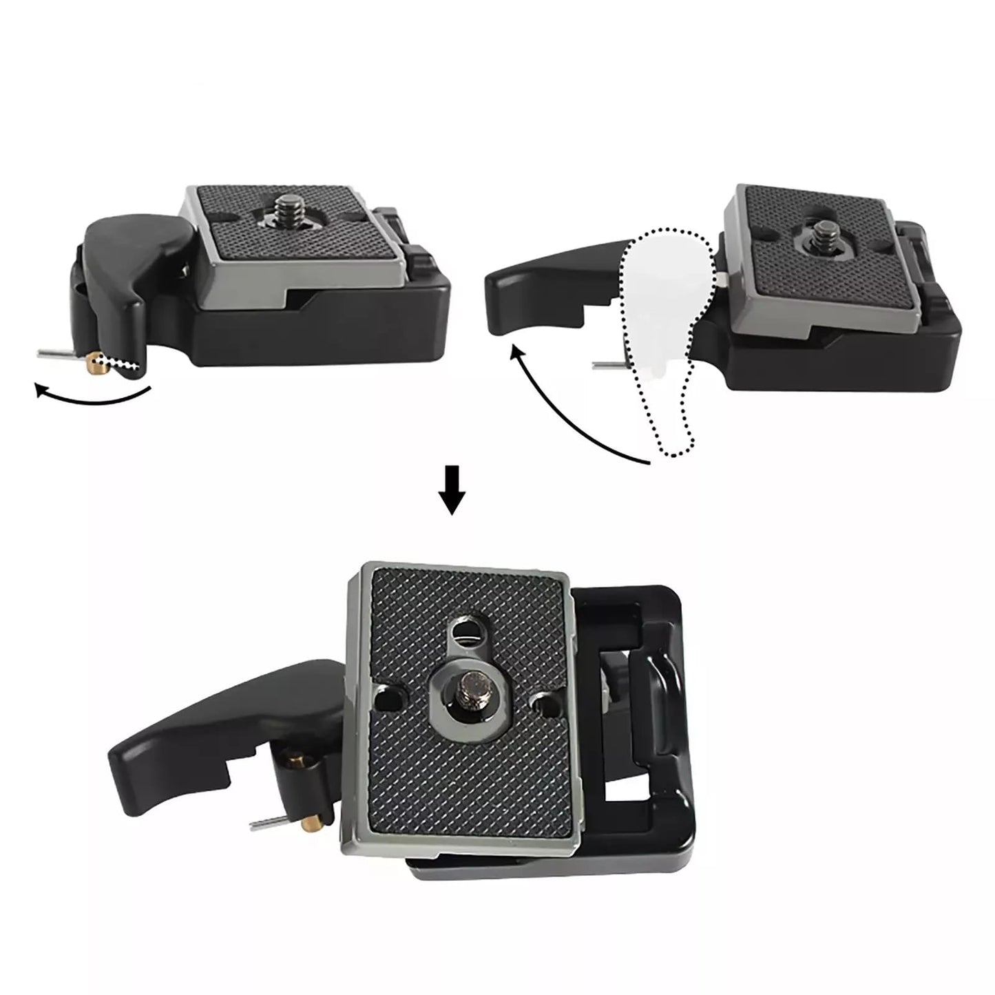 UCCKEYI 2PCS 323 Quick Release Plate Clamp Adapter Compatible with MANFROTTO 200PL-14 Camera Tripod (Grey)