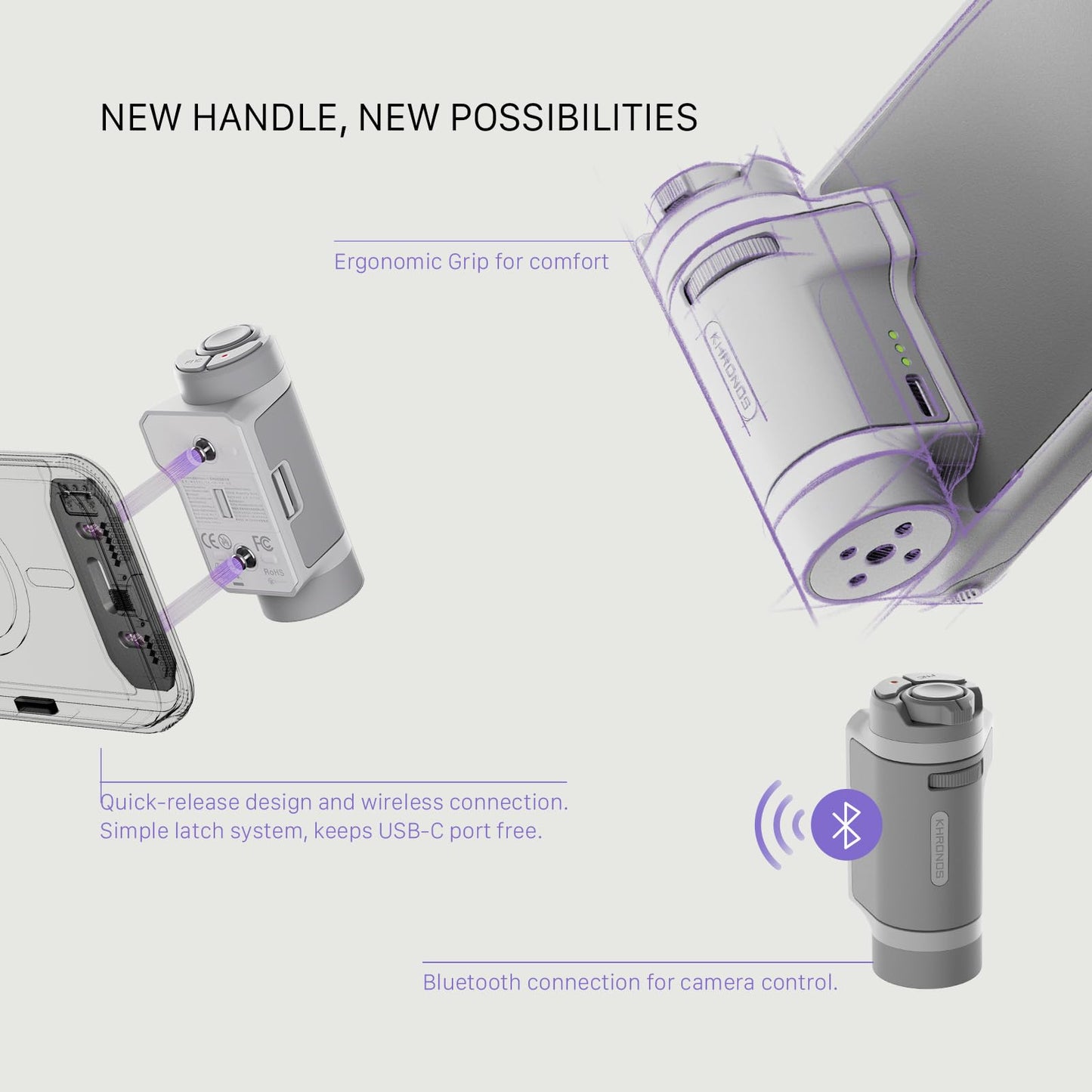 Tilta Khronos Lite Handheld Kit Compatible with iPhone 17 Pro Max - Light Gray | Case with Kickstand | Bluetooth Control Handle | 58mm Filter Tray |