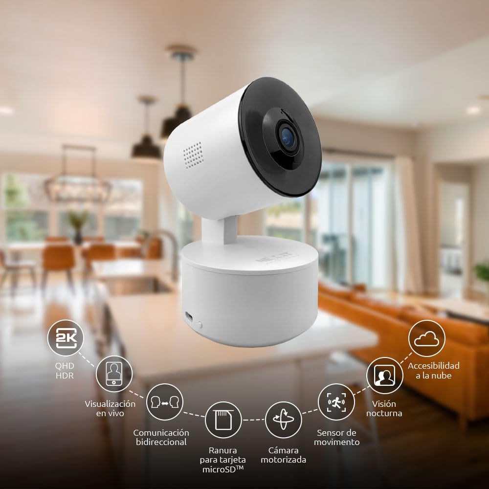 Nexxt Solutions Smart Wi-Fi Indoor Pan and Tilt Camera - 2K HD, Motion Detection, Night Vision, Two-Way Audio, Remote Access Alexa & Google Home