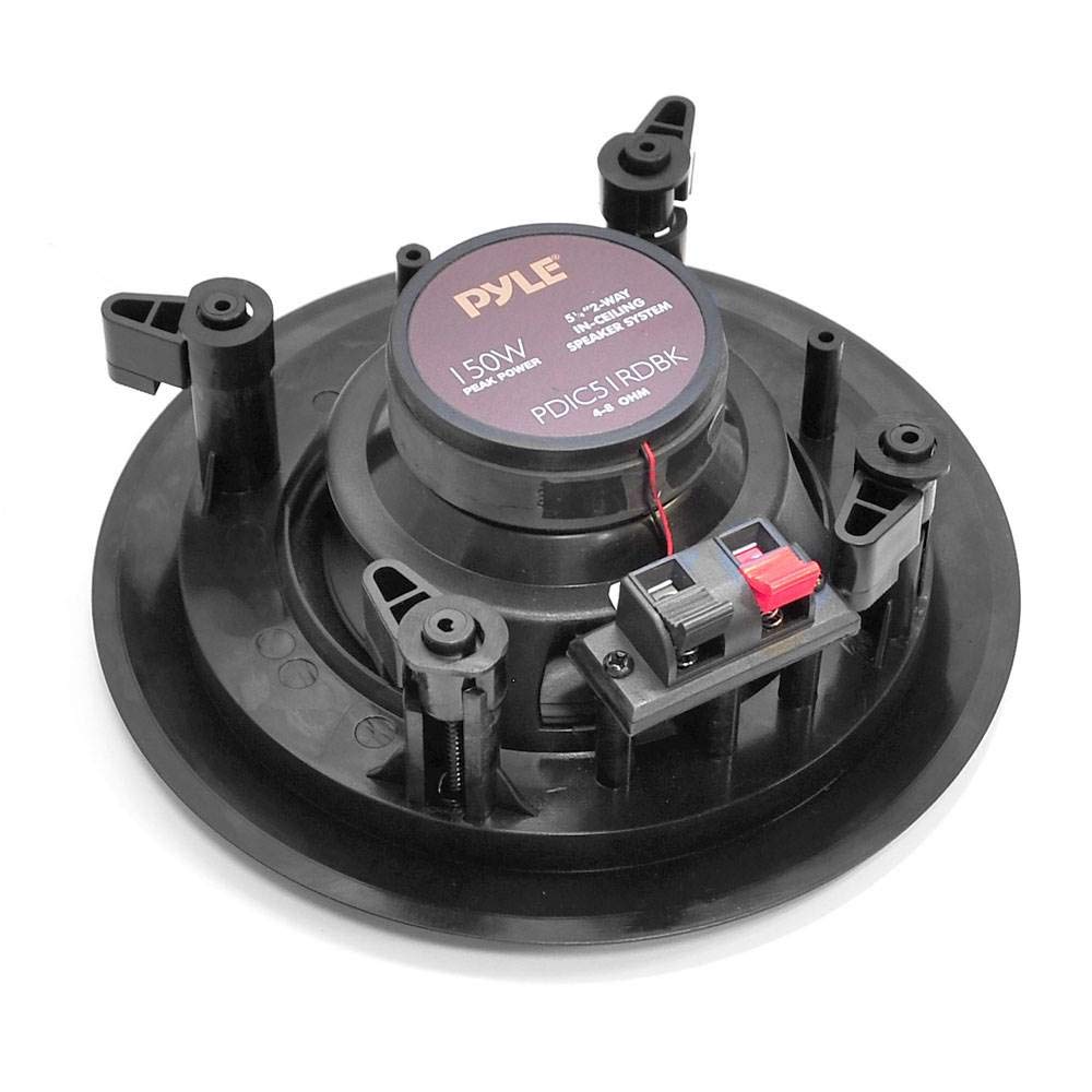 Pyle Ceiling Wall Mount Speakers - 5.25” Pair of 2-Way Midbass Woofer Speaker 1'' Polymer Dome Tweeter Flush Design w/ 80Hz - 20kHz Frequency Response