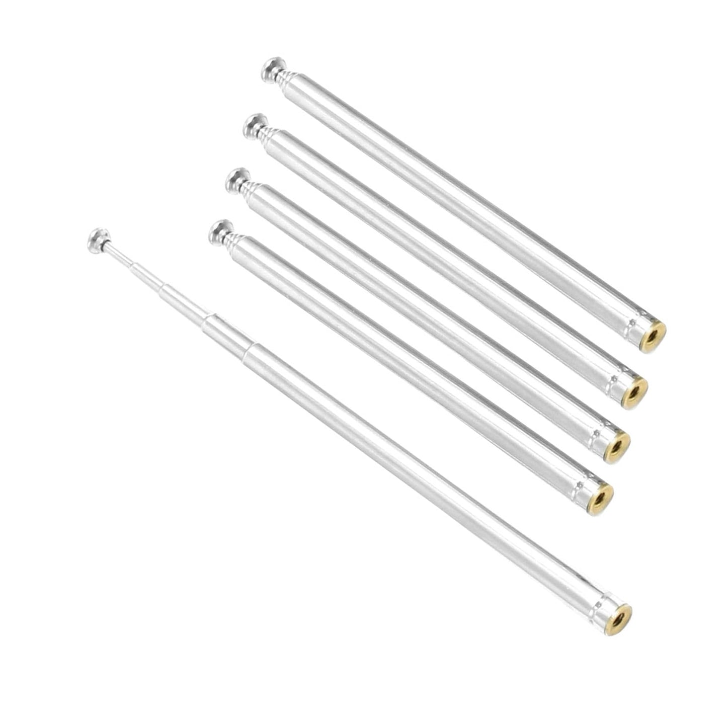 Uxcell 5 Sections Telescopic Antenna, 12 Inches 310mm Long for AM FM Radio TV, 5 Pcs Communications for Home Theater, Silver Tone