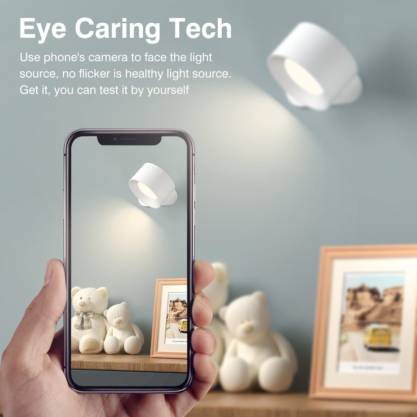 Koopala LED Wall Sconces, Wall Mounted Lamps with Rechargeable Battery Operated Dim 3 Brightness Removable Charging 360°Rotate Magnetic Ball, Cordless