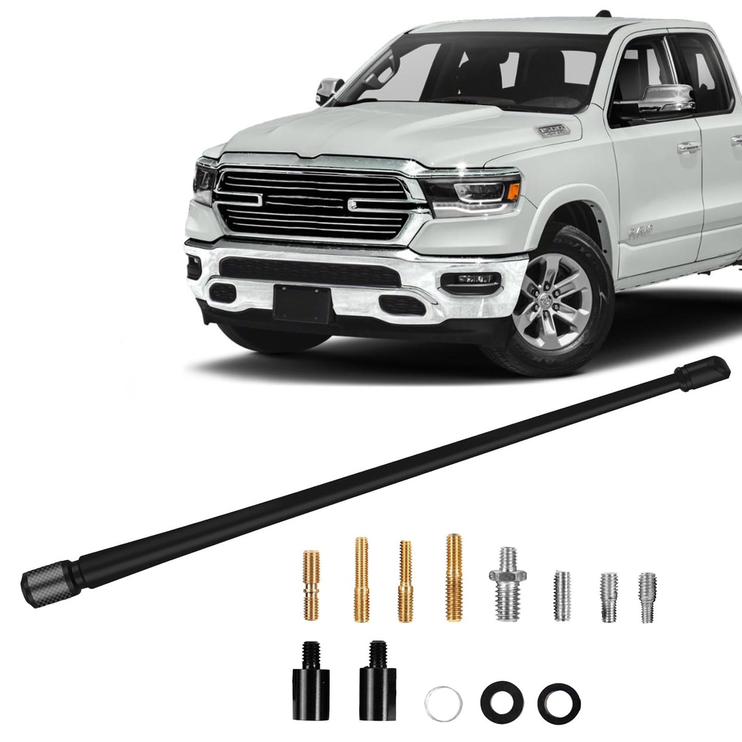 MODIGT 13 Inch Car Radio Antenna Fit for Dodge Ram 1500 2500 3500 Flexible Rubber Truck Antenna Design for Optimized FM/AM Reception Black