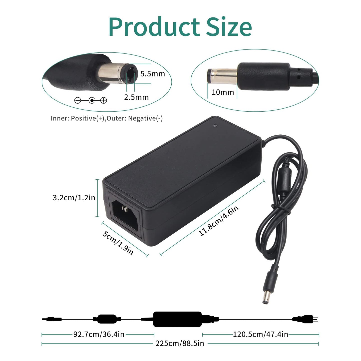 YOOFONE 5V Power Supply 5A 25W AC/DC Adapter LED Driver 100-240V AC to DC 5 Volt 5amp 4.5A 4A 3.5A 3A Converter Transformer 5.5x2.5mm Tip for WS2811…