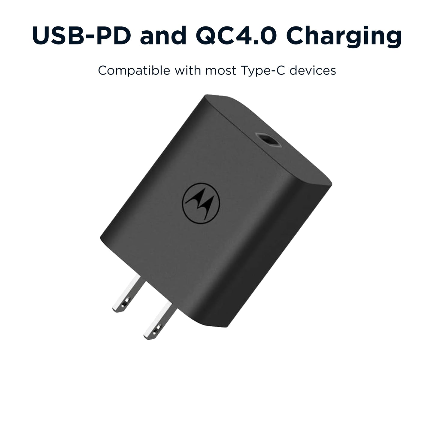 Motorola TurboPower 30 USB-C Charger - No Cable - for Moto G 2025, G Power 2025, G Power 5G (2024), Moto G Stylus 5G (2024), Motorola Razr