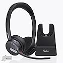 Yealink WH64 Hybrid Wireless Headphones DECT & Bluetooth Duo MS with Charging Stand, Teams Certified, For PC, Laptop & Mobile, USB-C Dongle, 150m…