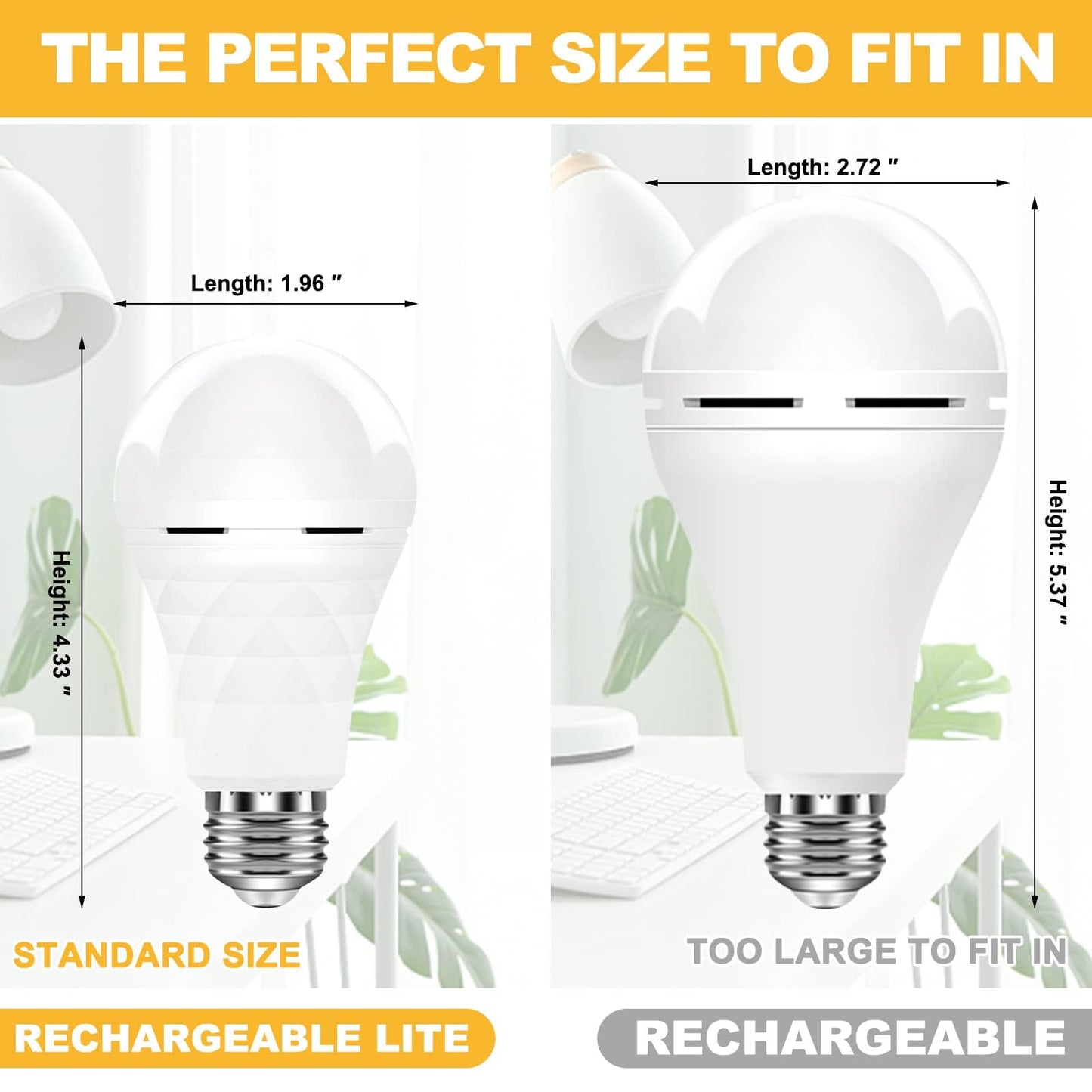 Neporal A19 Rechargeable Light Bulbs Emergency Light Bulb for Power Outages, Led Bulb 60 Watt Equiv., Self-Charging Light Bulb 1200mAh Battery Backup