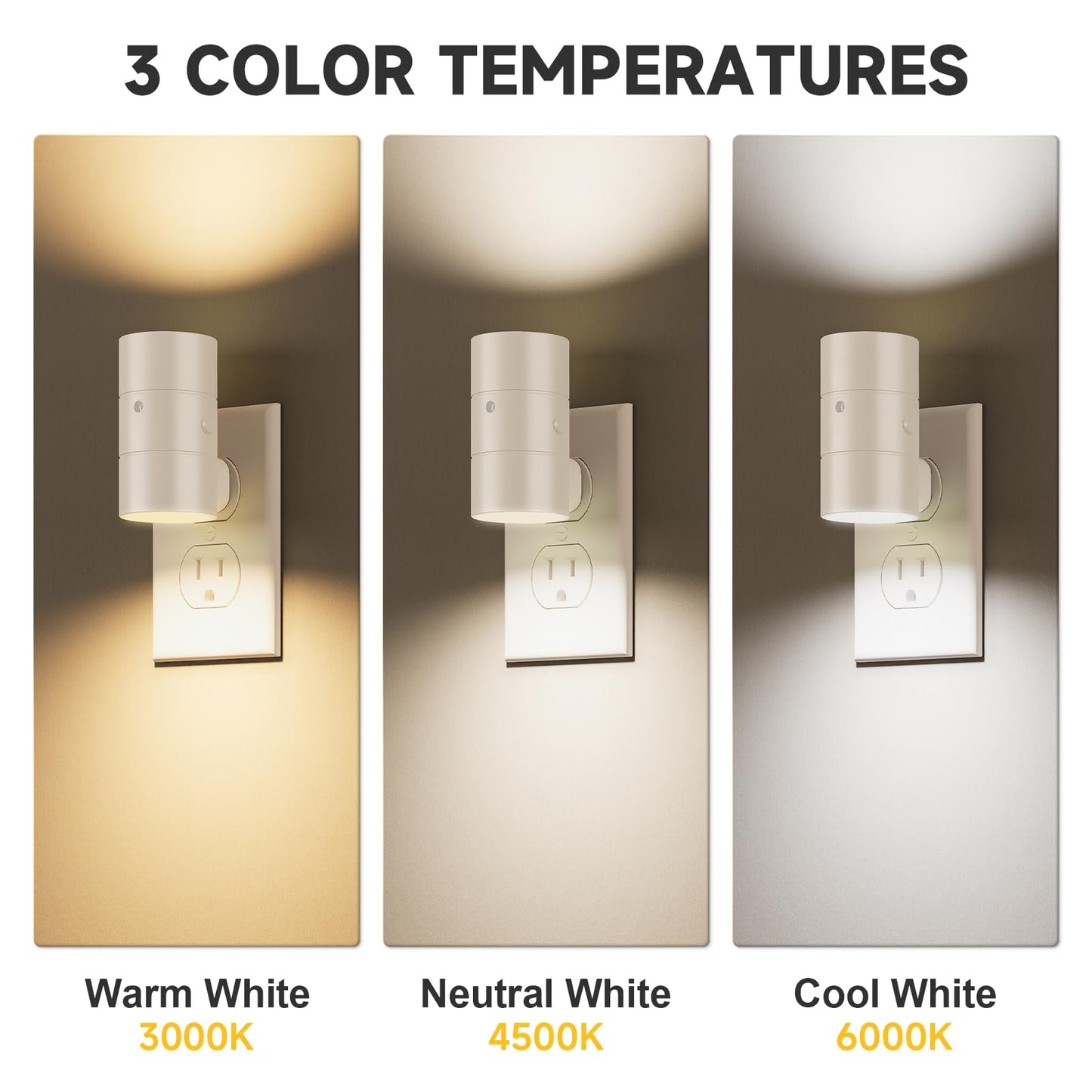 NIORSUN Night Lights Plug into Wall, Dimmable with 3 Color Modes & Auto On/Off Sensor, Ultra-Slim Nightlight for Hallway, Bathroom, Bedroom, Nursery