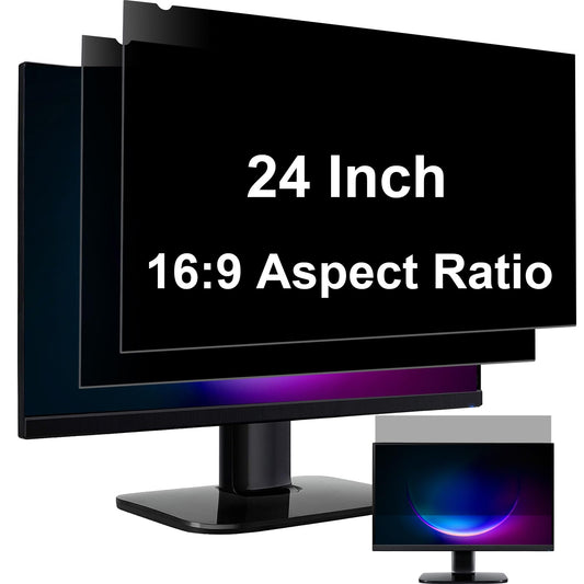 YAKAI 2-PACK Computer Privacy Screen Filter 24 Inch for 16:9 Aspect Ratio Widescreen Monitor, Anti-Spy & Anti-Glare Blue Light Blocking Protector
