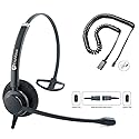TruVoice HD-100 Professional Headset with Noise Canceling Microphone & HD Sound - Compatible with Yealink, Grandstream, Sangoma, Ooma and Snom Desk