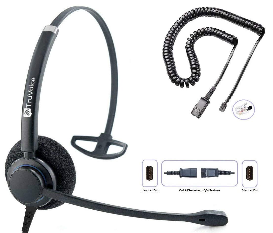 TruVoice HD-100 Professional Headset with Noise Canceling Microphone & HD Sound - Compatible with Yealink, Grandstream, Sangoma, Ooma and Snom Desk
