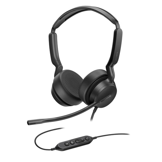 Yealink UH42 USB-C/A Headset with Microphone for PC Computer, Wired Headset Teams Certified, Noise Cancelling Mic, in Line Control, Mute Button, Cable