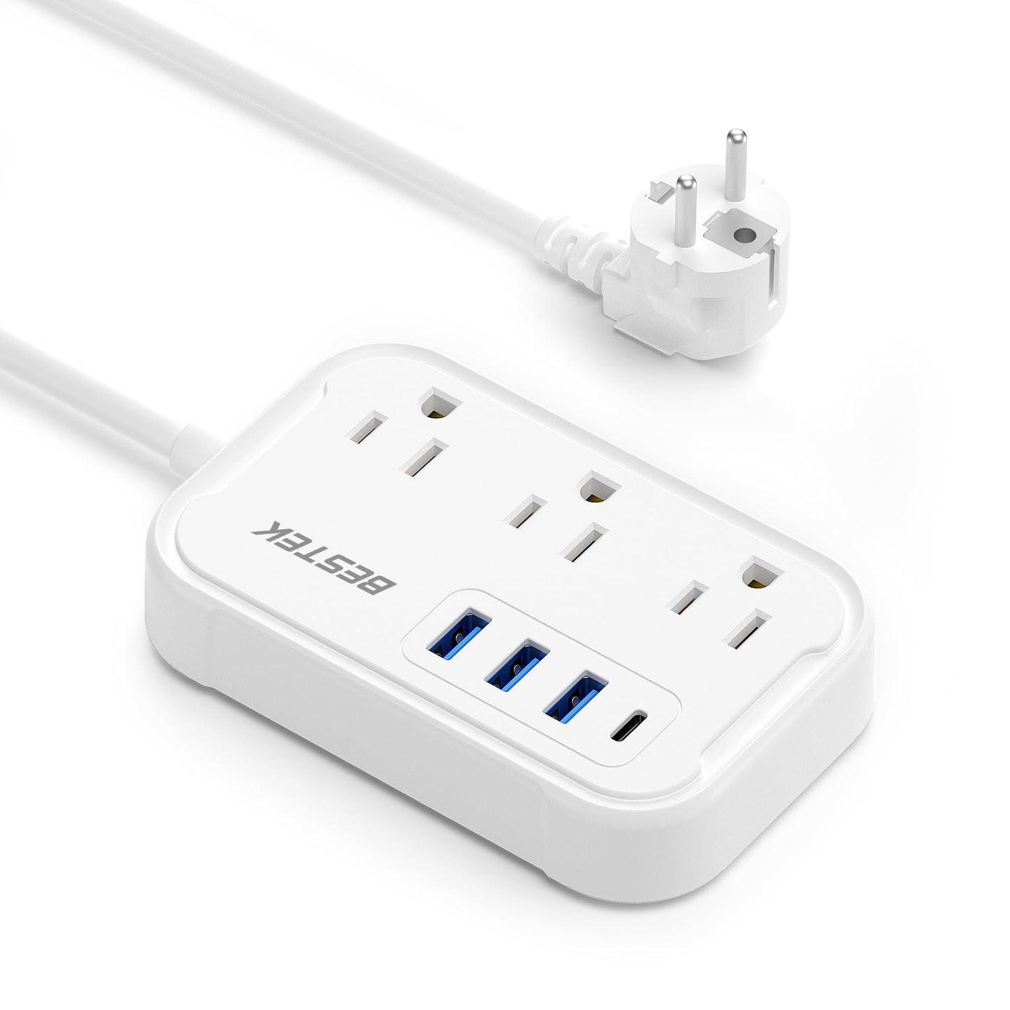 European Travel Plug Adapter - US to Europe Plug Adapter with 3 AC Outlets and 4 USB(1 PD20W) Type E/F - International Travel Adapter for USA…