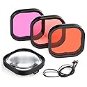 GEPULY 4 Pack Underwater Dive Filters for GoPro Hero 8 9 10 11 12 13 Black Official Waterproof Housing Case in Red, Light Red, Magenta, and 5X