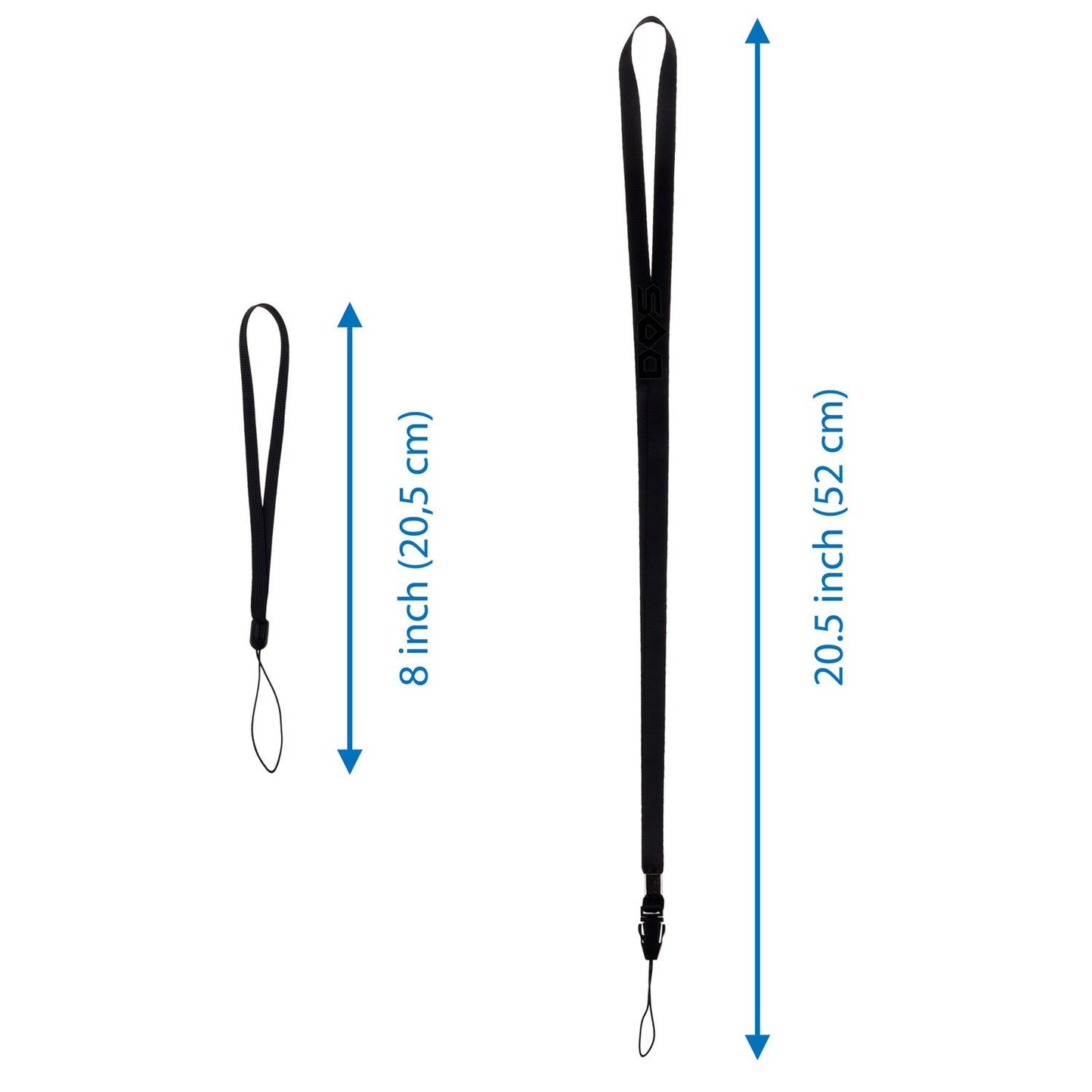 8 Neck Lanyards (Red, White, Blue, Black) and 4 Wrist Straps (Black) - for ID Cards, Cell Phones, Keys, USB Drives, Compact Cameras, Flashlights, etc