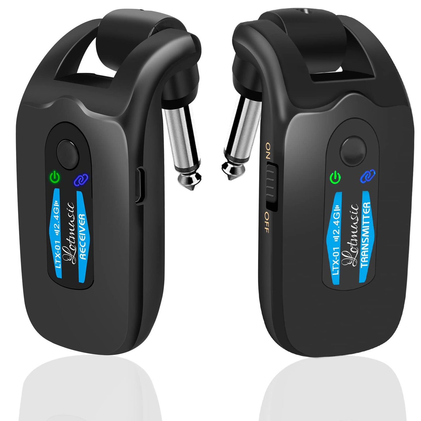 2.4GHZ Wireless Guitar System, Rechargeable Digital Wireless Guitar Transmitter Receiver with 4 Channels and Over 10 Hours Long Battery Endurance for